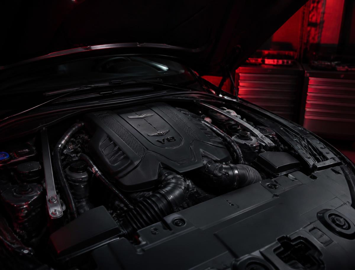 Detailed engine bay of a performance vehicle